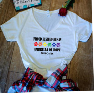 Umbrella of Hope Rescue Pride-Relaxed Fit V-Neck - Ruff Life Rescue Wear