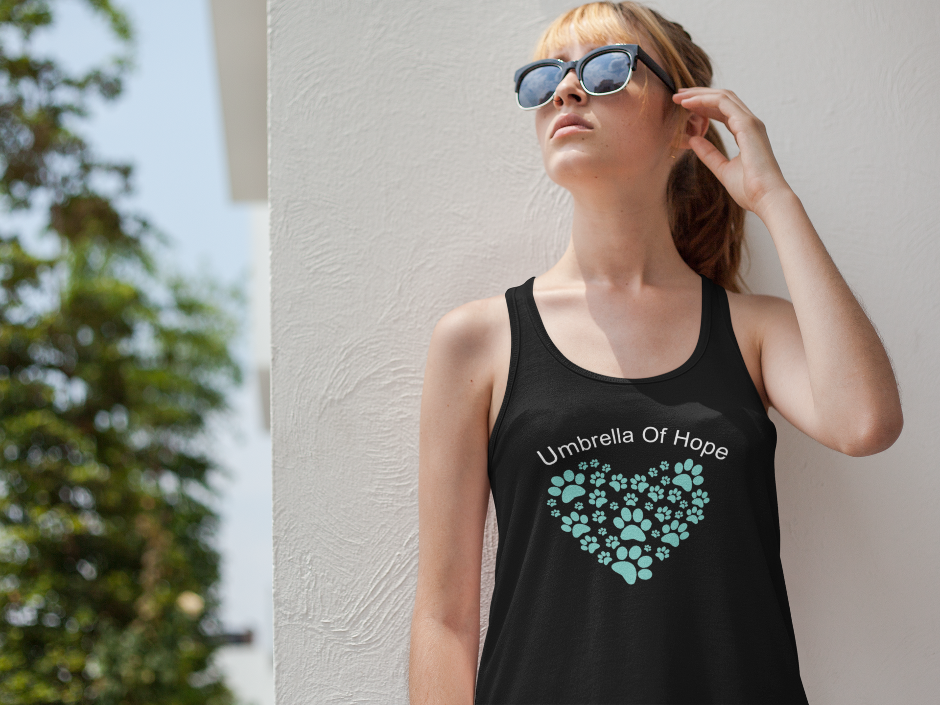 Umbrella of Hope Flowy Heart Paw Tank - Ruff Life Rescue Wear