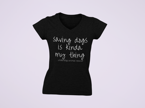 Saving Dogs V Neck Tee - Ruff Life Rescue Wear