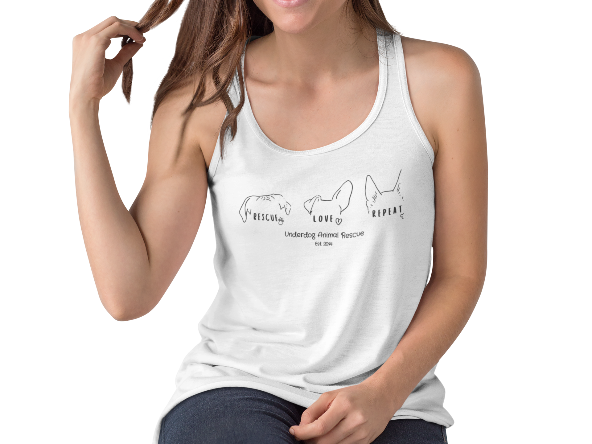 Underdog Rescue Love Repeat Flowy Racerback Tank - Ruff Life Rescue Wear