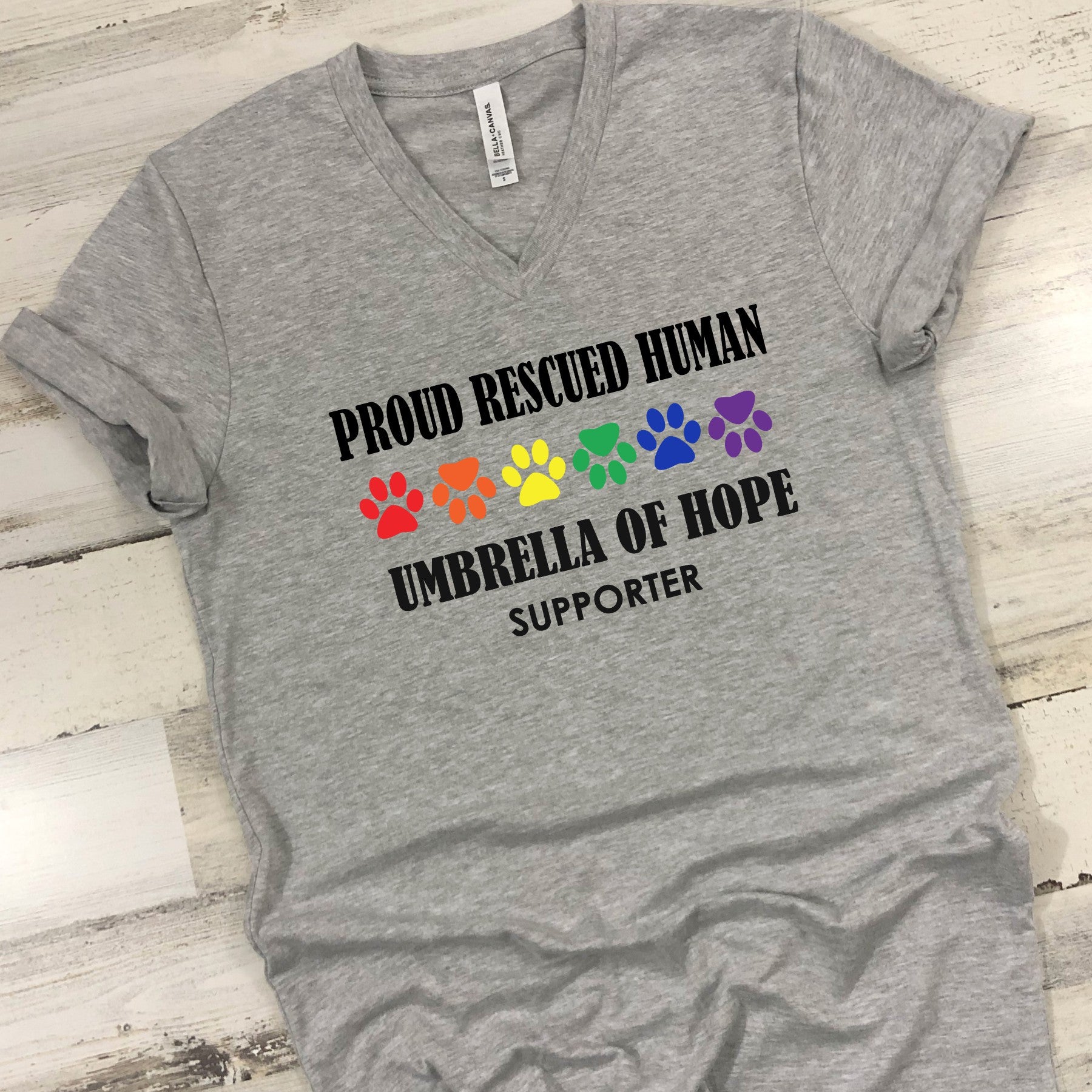 Umbrella of Hope Rescue Pride-Relaxed Fit V-Neck - Ruff Life Rescue Wear