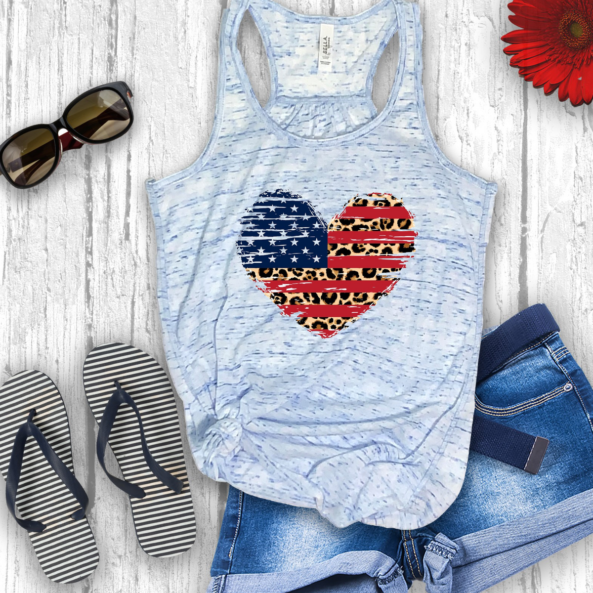 Flag Heart Tank Racerback Tank - Ruff Life Rescue Wear