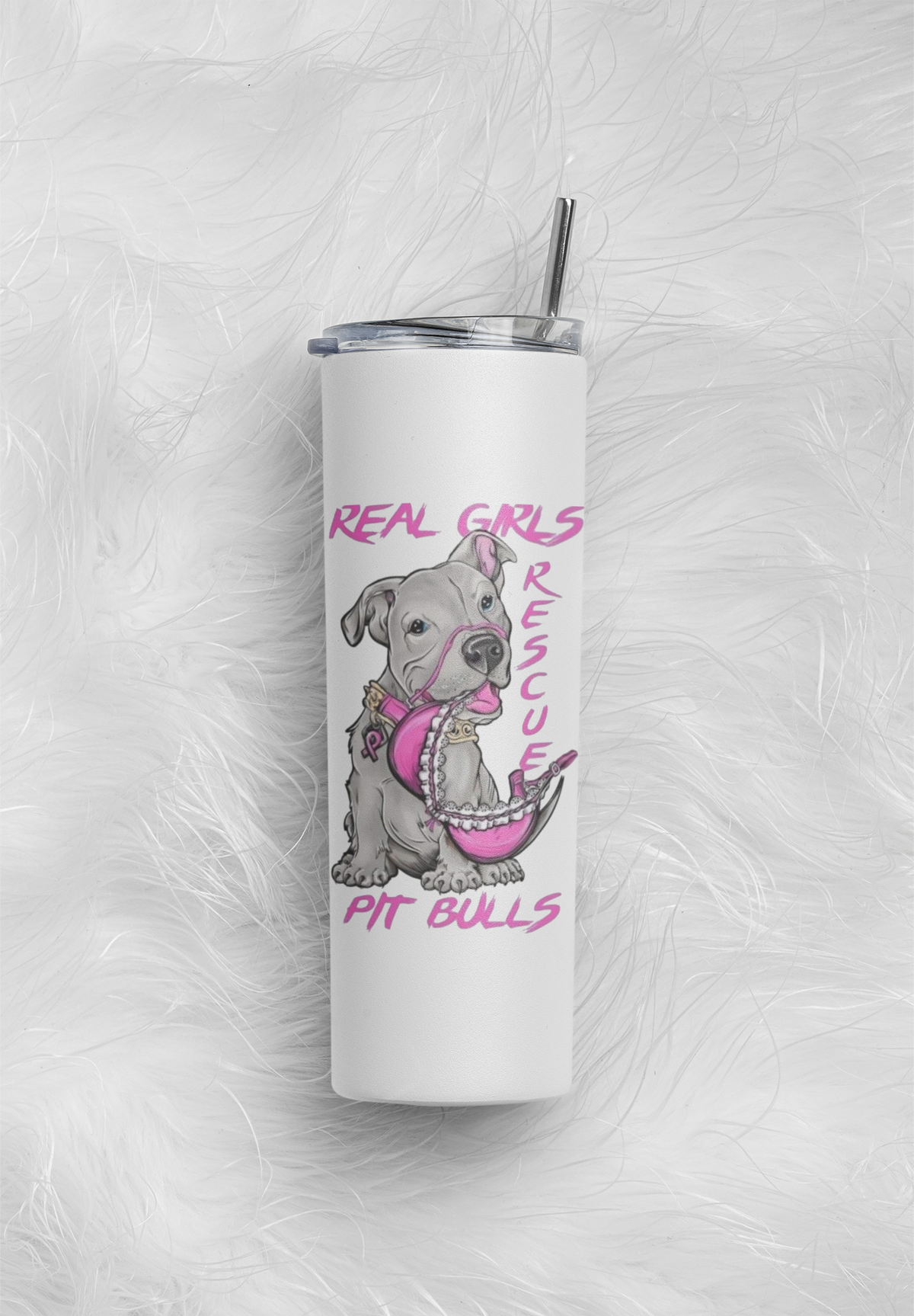 Breast Cancer Awareness Skinny Tumbler and Straw - Ruff Life Rescue Wear