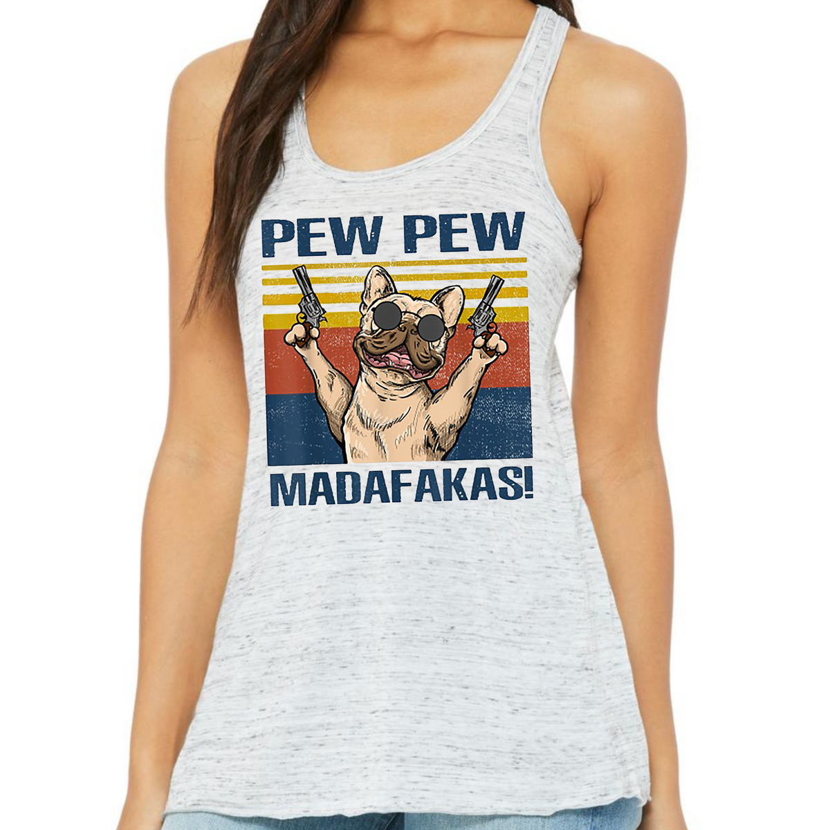Pew Pew Frenchy Flowy Racerback Tank - Ruff Life Rescue Wear
