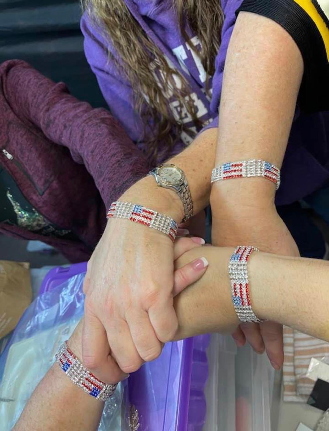 Patriotic American Flag Austrian Crystal Tennis Bracelet - Ruff Life Rescue Wear